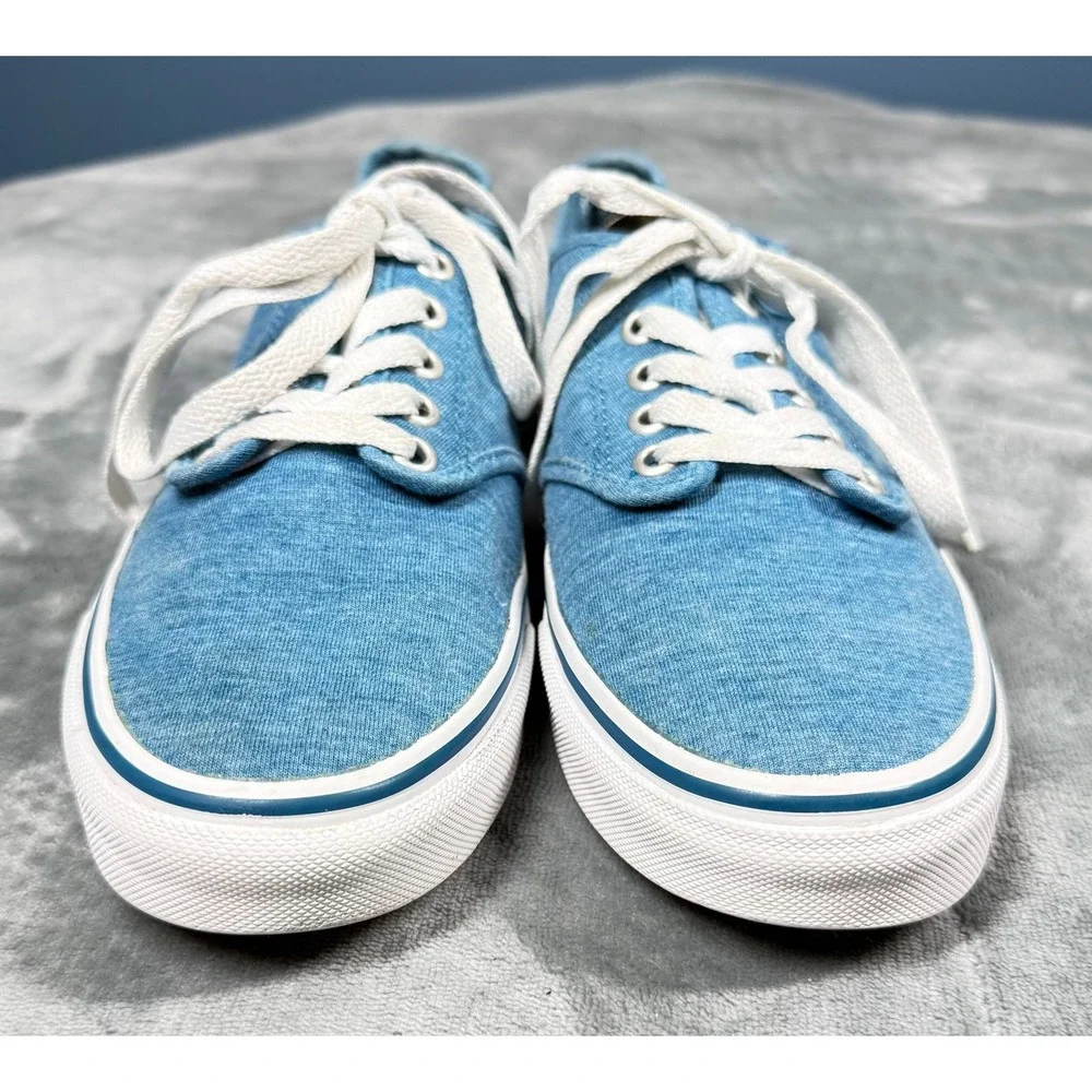 Vans Atwood Sneakers Womens 7.5 Blue Chambray Denim Floral Lace Up